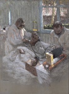 The Cardiologist Henri Vaquez (1860-1936) and his Assistant, Doctor Parvu, at la Pitie, c.1918-21
