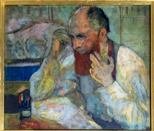 The Comedian Aurelien Lugne Poe Making Make-Up by Edouard Vuillard