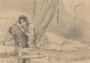 A Middle Eastern Woman Reclining in an Exotic Setting