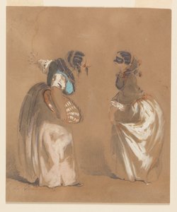 Two Masked Ladies Bowing