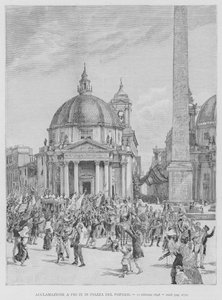Acclamation to Pius IX in Piazza del Popolo by Edouardo Matania