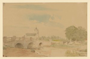 View of Church and Bridges of Stavenhagen by Eduard Gaertner