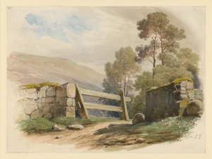 Landscape with Stone Wall and Gate by Eduard Gaertner