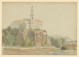 Castle on the River (Danube?) by Eduard Gaertner