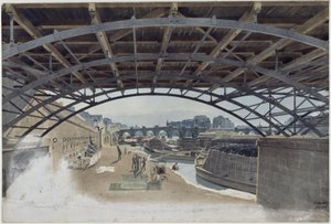 Under the Pont des Arts with View of Pont-Neuf and the Seine Island in Paris by Eduard Gaertner