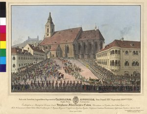 Coronation of the empress Caroline Auguste to the Queen of Hungary on 25. September 1825 in Bratislava by Eduard Gurk