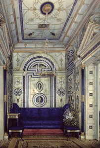 The Blue Study in the Grand Palais in Tsarkoye Selo, before 1840 by Eduard Hau