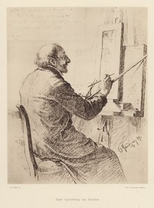 Portrait of Carl Spitzweg, German Romantic painter by Eduard von (after) Grutzner