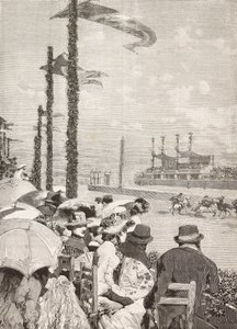 Horse races at the Pompeian festivals, Pompeii, Italy, engraving from drawing by Edoardo Dalbono, from L