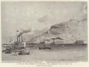 A Visit to the Governor of Gibraltar, the Admiralty Boat on her Way by Eduardo de Martino