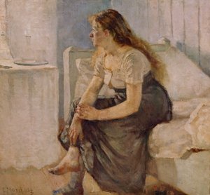 Girl Sitting on the Bedside