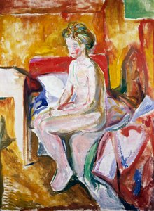 Nude on edge of bed