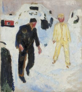 Black and Yellow Man in the Snow
