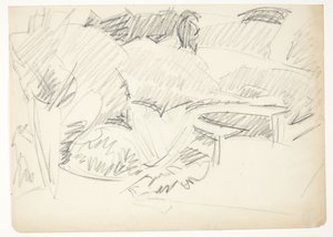 Landscape from a Garden with a Semi-Circular Garden Bench by Edvard Weie