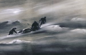 Three men with a Sledge in the Snow by Edward Adrian Wilson