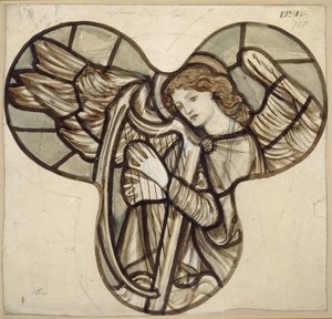 Design for stained glass in Lyndhurst Church: An Angel Harpist by Edward Burne Jones
