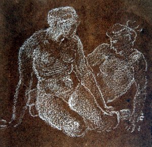Study of two seated female nudes by Edward Coley Burne Jones