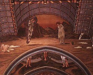 The Annunciation and part of an allegorical crucifixion by Edward Coley Burne Jones