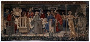 Quest for the Holy Grail Tapestries, Panel 1, Knights of the Round Table Summoned to the Quest by the Strange Damsel, 1898-1899