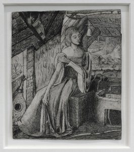 Unidentified Subject, Possibly Cupid’s Daughter by His Forge (c.1857) by Edward Coley Burne Jones