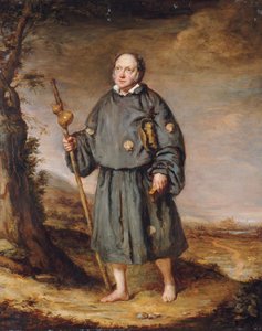 Portrait of a Gentleman as a Pilgrim, on a Track, Holding a Staff with a Gourd and a Bible