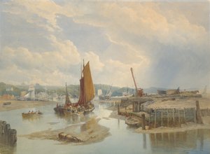 A Town on an Estuary at Low Tide