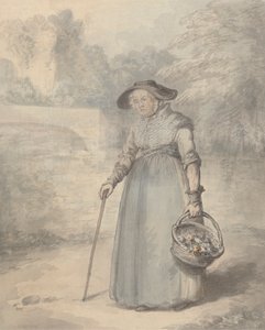 Old Lady with Basket of Flowers