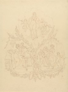 Female Figures and Putti Playing Musical Instruments by Edward Francis Burney