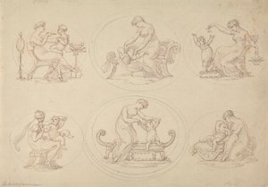 Six Studies of Mother and Daughter Playing by Edward Francis Burney