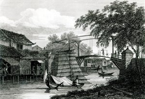 Drawbridge at Malacca, engraved by George Cooke