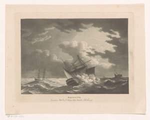 Ships in a Storm at Sea by Edward Hedges