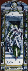 Winter, from a series of tile panels, designed by Sir Edward Poynter and made by Minton, Campbell and Company, for the Dutch Kitchen, 1867-8 by Edward John Poynter