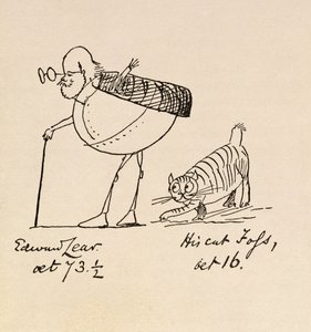 Edward Lear Aged 73 and a Half and His Cat Foss, Aged 16 by Edward Lear