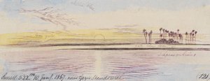 Near Gezir Shendowiel; Sunset, 5:22 P.M., 10 Jan. 1867 (121) by Edward Lear
