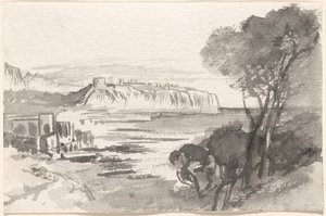 View across a Bay (Monaco) by Edward Lear