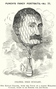 Punch cartoon: Frederick Burnaby, British Army intelligence officer and balloonist by Edward Linley (after) Sambourne