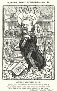 Punch cartoon: George Augustus Sala, English author and journalist by Edward Linley (after) Sambourne