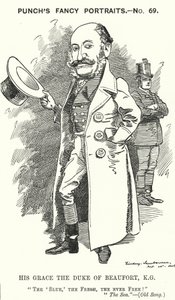 Punch cartoon: Henry Charles Fitzroy Somerset, 8th Duke of Beaufort, English soldier and Conservative politician by Edward Linley (after) Sambourne