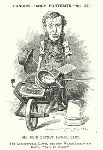Punch cartoon: John Bennet Lawes, English entrepreneur and agricultural scientist by Edward Linley (after) Sambourne