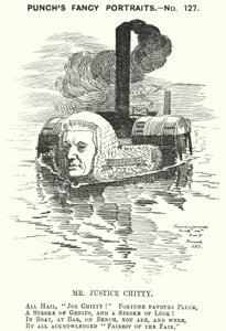 Punch Cartoon: Sir Joseph William Chitty, English Judge, Liberal Politician and Sportsman by Edward Linley (after) Sambourne