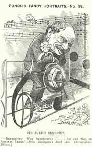 Punch cartoon: Sir Julius Benedict, German-born composer and conductor by Edward Linley (after) Sambourne