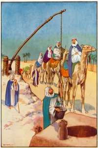 A Halting-Place in the Desert, Drawing Water from a Well by Edward Mary Joseph Molyneux
