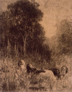 Landscape with Cows in Foreground by Edward Mitchell Bannister