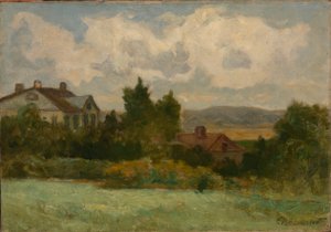 Untitled (houses and trees) by Edward Mitchell Bannister