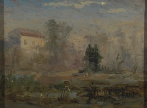 Untitled (landscape with house in background)