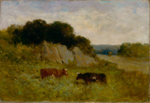 Untitled (landscape with two cows) by Edward Mitchell Bannister