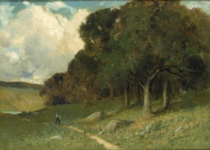 Man on Path with Trees in Background by Edward Mitchell Bannister