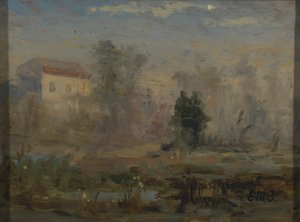 Untitled landscape with house in background