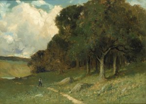 Untitled Man on Path with Trees in Background by Edward Mitchell Bannister