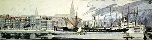 Holland and her ships. Watercolour by Edward Penfield